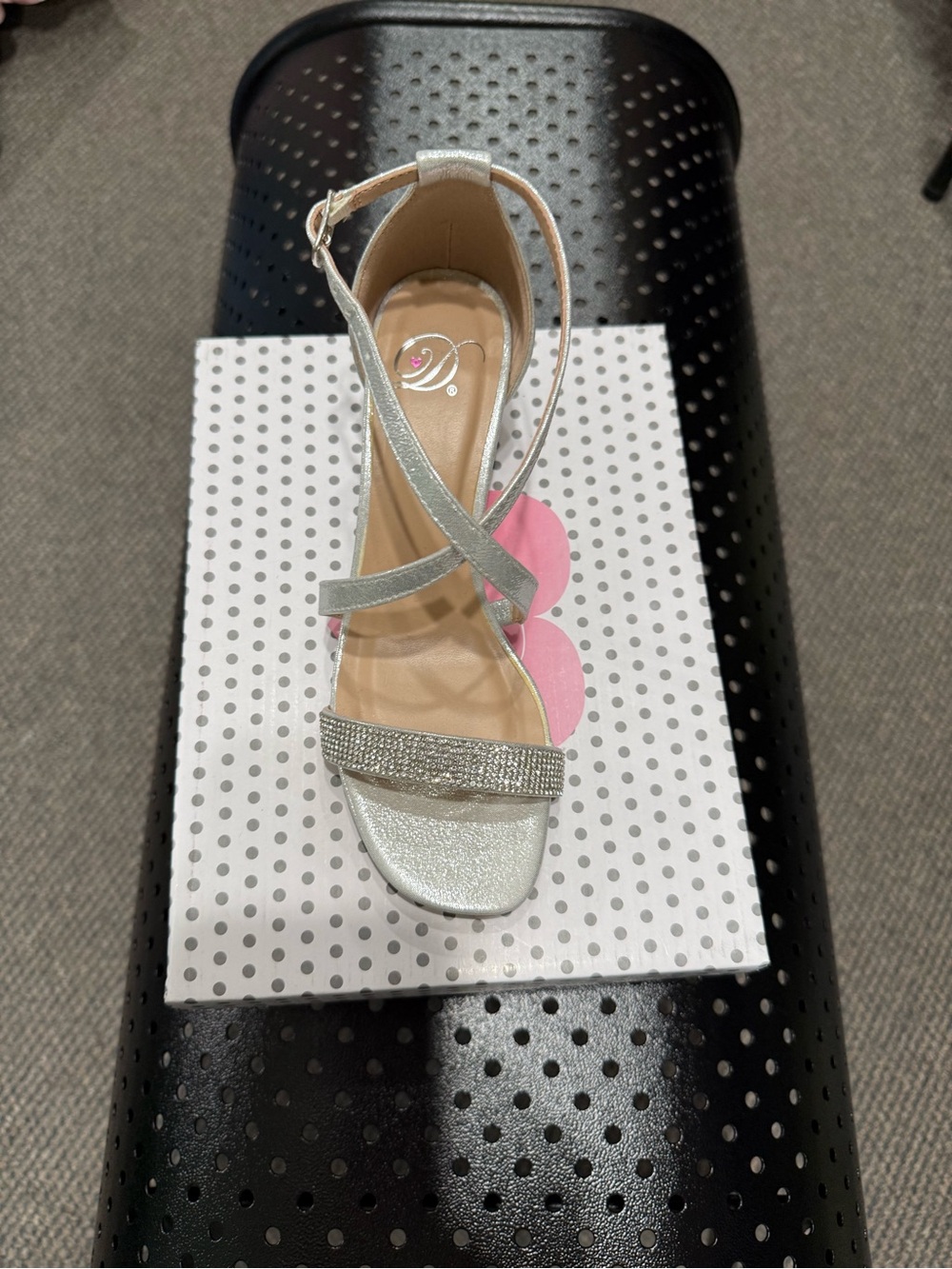 Delicious Silver Rhinestone Strappy Heel